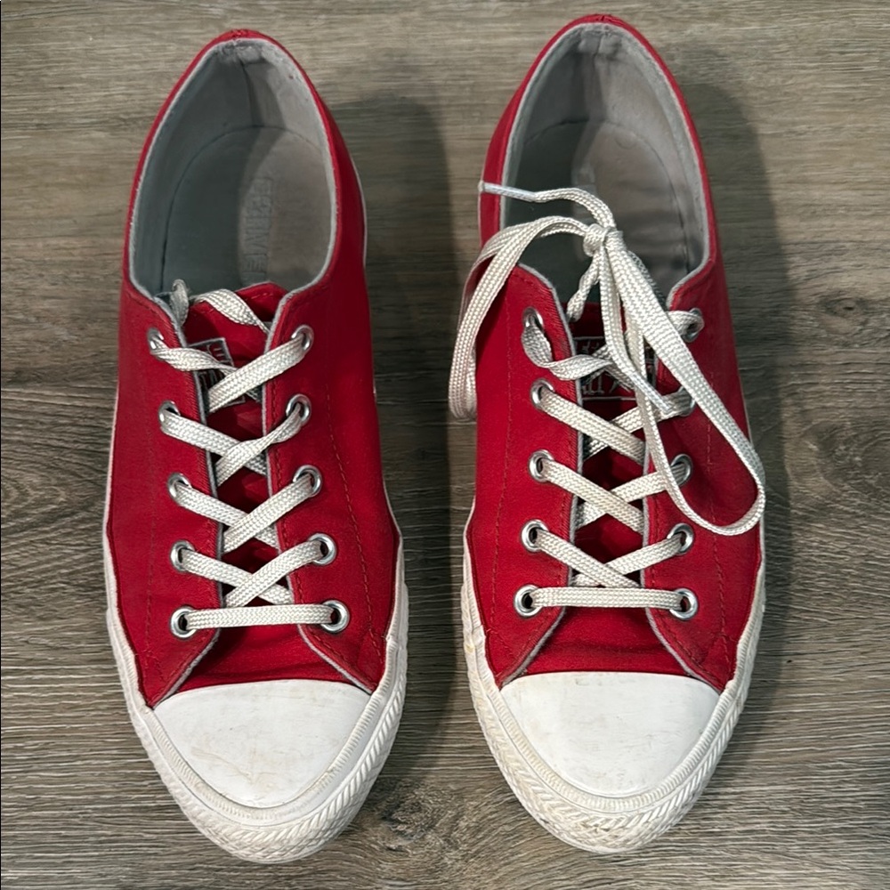 Converse All Star Red Canvas Sneakers with White Laces